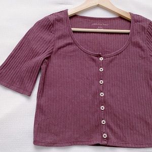 AEO Ribbed Button Down Crop Top